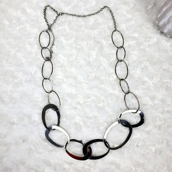Silver Tone Link Chain Necklace - Picture 1 of 7
